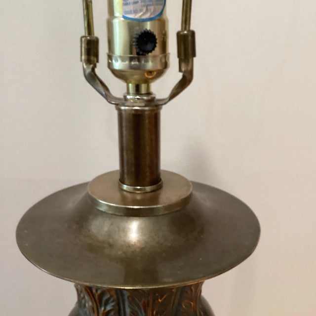 Mid 20th Century Meyda Tiffany Style Fluted Fleur Table Lamp Base For Sale In Chicago - Image 6 of 13