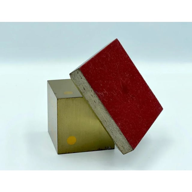 1970s Mid-Century Dice Paperweight in Brass, 1970s For Sale - Image 5 of 6