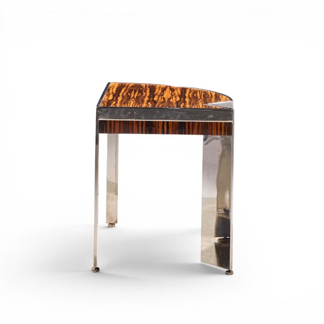Brown Leon Rosen for Pace Mezzaluna Mid Century Steel and Rosewood Side End Table For Sale - Image 8 of 9