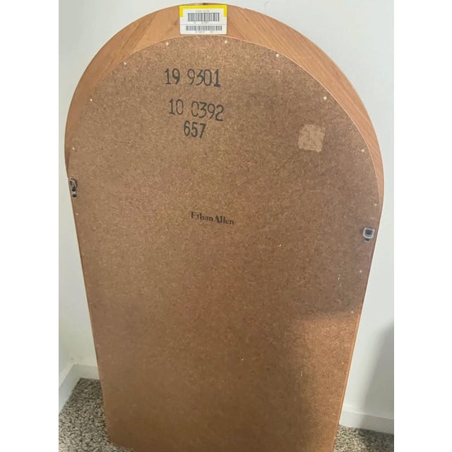 1980s Vintage 90s Ethan Allen Wood Fan Accent Mirror Rectangular For Sale - Image 5 of 6