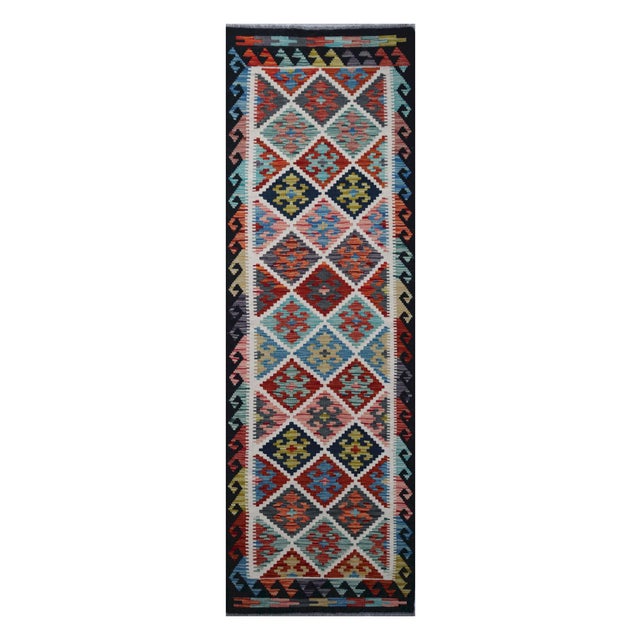 Black Afghan Handwoven Kilim Rug in Wool For Sale - Image 8 of 8