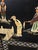 Vintage 20th-Century Chinese Black Lacquer 4-Panel Folding Screen – Carved Soapstone & Mother-of-Pearl Inlay by Tianshui Feitian For Sale In Oklahoma City - Image 6 of 8
