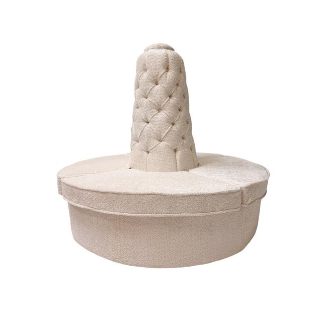 Hollywood Regency Round Banquet Settee in Bouclé, 1980s For Sale - Image 13 of 13