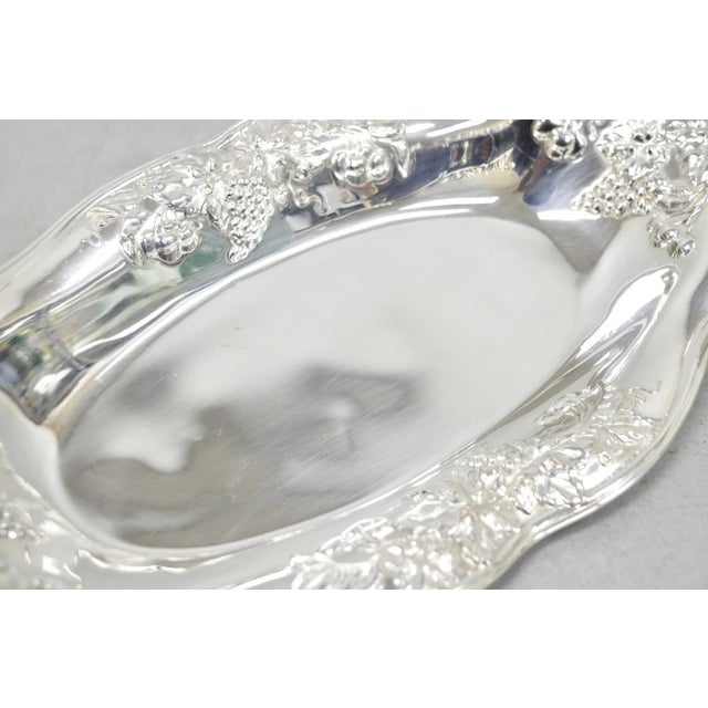 Early 20th Century Early 20th Century Superior Silver Grapevine Repousse Silver Plated Bread Plate Tray Trinket Dish For Sale - Image 5 of 11