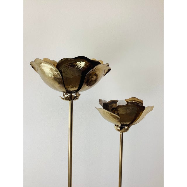 Vintage 1980s Brass Lotus Floor Lamp Chinoiserie / Hollywood Regency Style For Sale In Palm Springs - Image 6 of 13