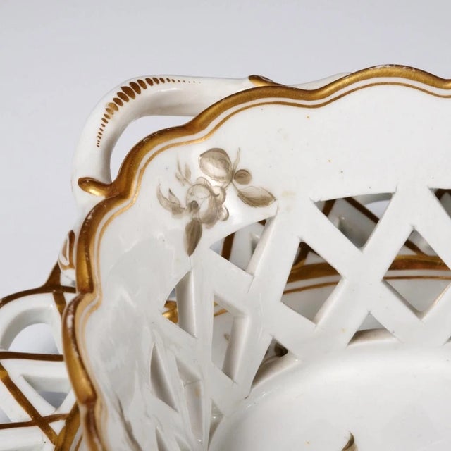 Early 19th Century French Reticulated Porcelain Chestnut Basket With Stand For Sale - Image 4 of 8
