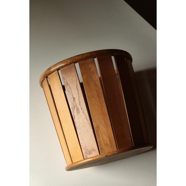 Vintage Paper Basket by Hans J. Wegner for Aarhus City Hall, Oak, Denmark, 1940s For Sale - Image 12 of 13