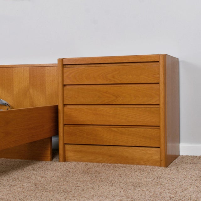 Wood King Size Modern Platform Bed With Adjustable Positions and Nightstands For Sale - Image 7 of 18