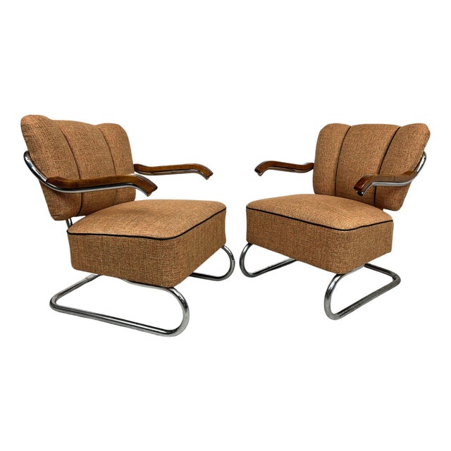 Set of Bauhaus Lounge Chairs by Fa Hynek Gottwald, 1940s For Sale