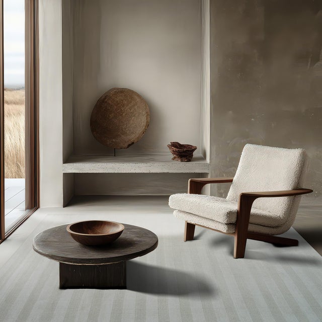 10x14 Yara Alluring Ligth Gray Stripe Geometric Modern Handmade Wool Carpet Rug For Sale In New York - Image 6 of 9