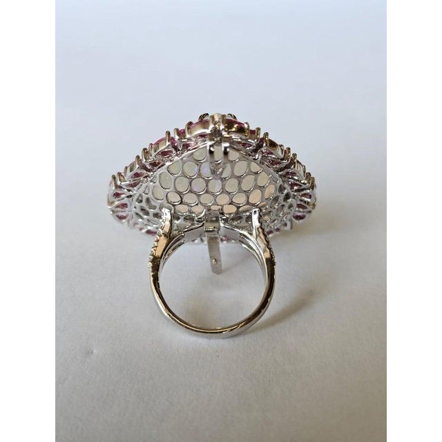 29.59 Carat Ethiopian Opal, Pink Sapphire & Diamond Cocktail Ring/ Pendant Necklace, Size 6 For Sale - Image 15 of 16