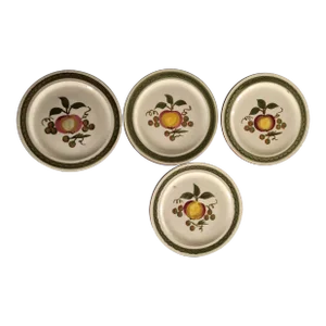 Midcentury Stangl Pottery Apple & Grape Pattern Dessert Plates S/4