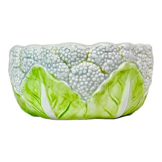 1970s Vintage Trompe L’Oeil Boho Chic Hollywood Regency Cauliflower Serving Bowl For Sale