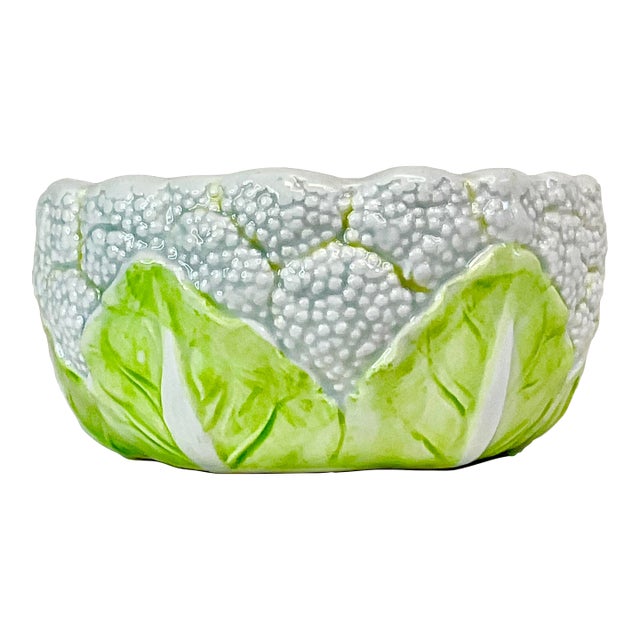 1970s Vintage Trompe L’Oeil Boho Chic Hollywood Regency Cauliflower Serving Bowl For Sale