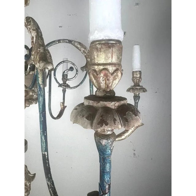 Silver Timothy Corrigan Baroque Chandelier, Silver Leaf & Wood, Usa For Sale - Image 8 of 12