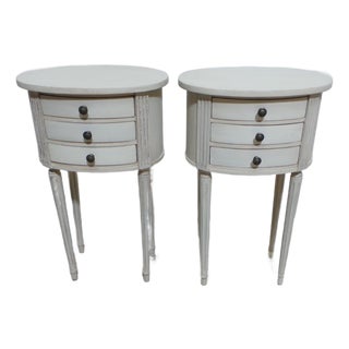 Gustavian Style Unique 3 Drawer Nightstands For Sale