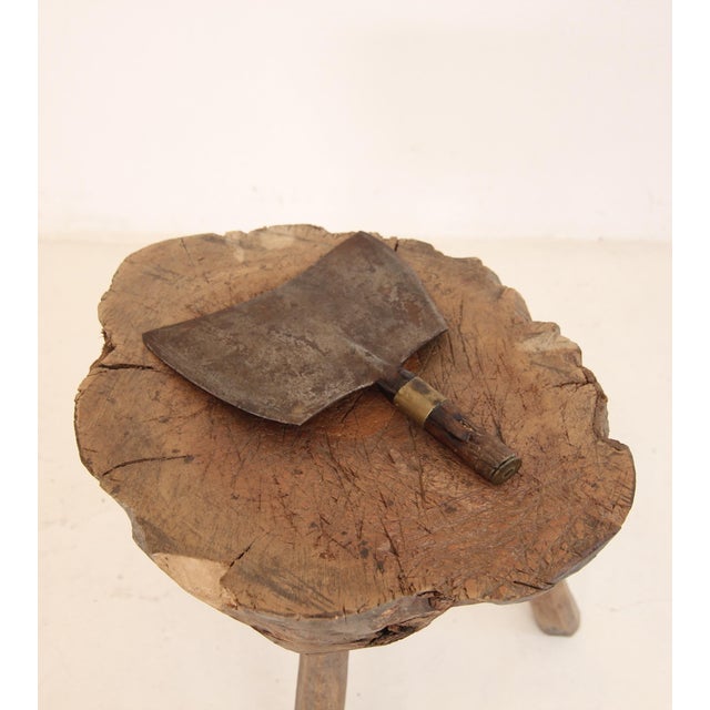Wood Primitive Wabi Sabi Wooden Chopping Block Side Table, Early 20th Century For Sale - Image 7 of 18