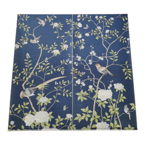 24"*53", a Set of Blue Chinoiserie Wall Artwork, No Frame