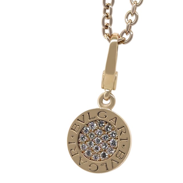 This rare Bvlgari pendant and chain is crafted in 18ct yellow gold, featuring a pave-set diamond design that exudes...