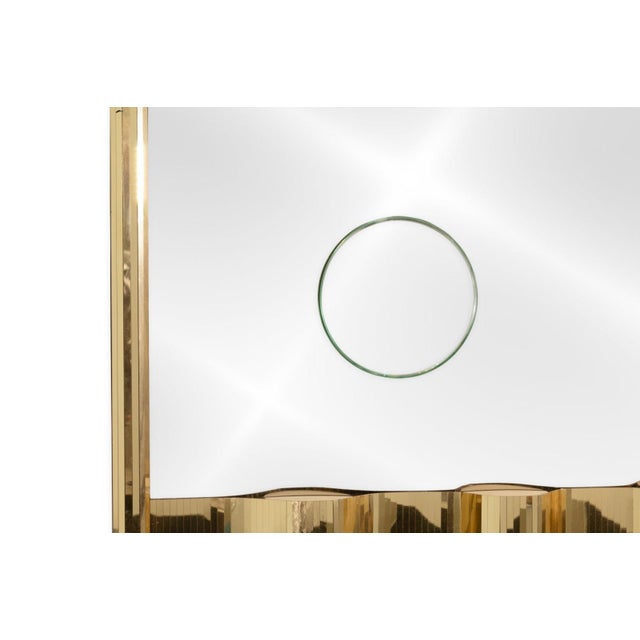 Contemporary Mixed Silver and Gold Metal Mirrored Hanging Wall Sculpture For Sale - Image 3 of 6