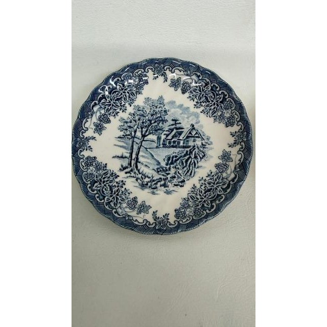 Late 20th Century Churchill the Brook Blue White Dessert Plates Saucers 2pc Fine China Pair 4803b For Sale - Image 11 of 14