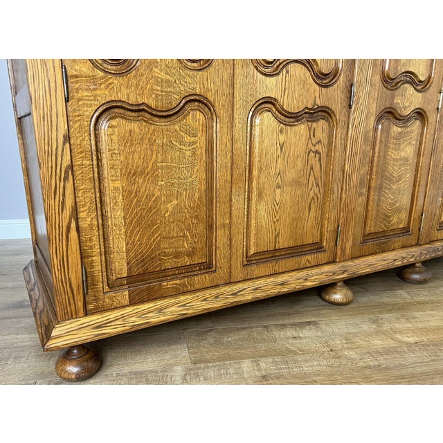 Vintage French Style Carved Oak 5-Door Armoire For Sale - Image 6 of 14