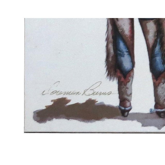 Late 20th Century Doreman Burns Western Lithograph Canvas of Cowgirls Titled "He's Mine" For Sale - Image 4 of 9