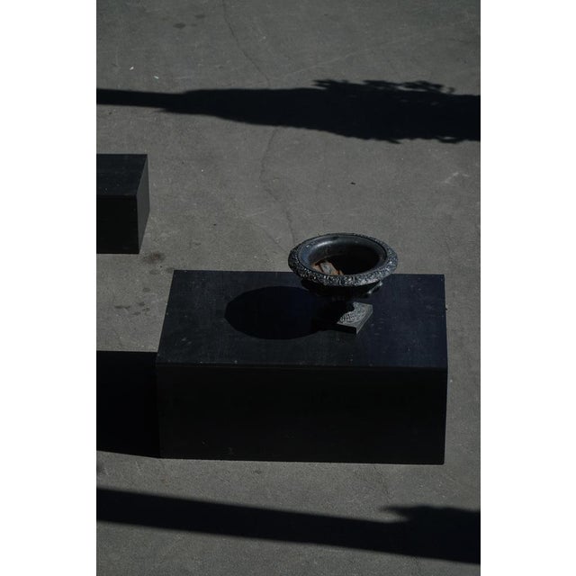 Antique French Cast Iron Garden Urn with Decorative Rim, 1920s For Sale - Image 11 of 16