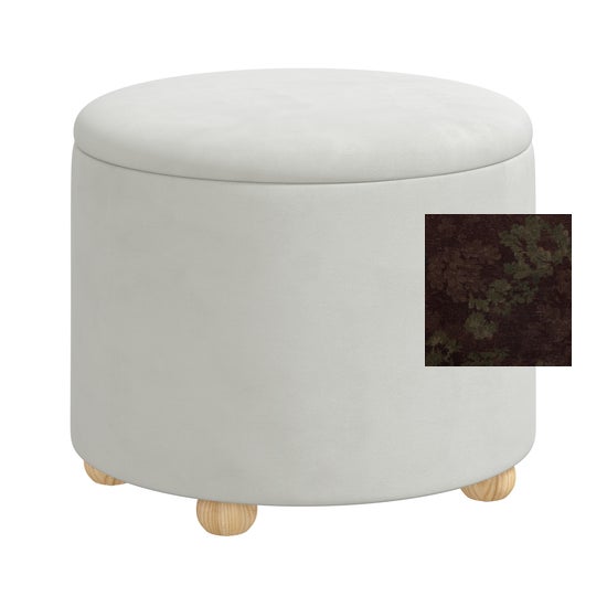 Spritely Home Custom Listing - Kelsy Round Storage Ottoman in Verdure Merlot with Espresso Bun Feet For Sale - Image 4 of 4