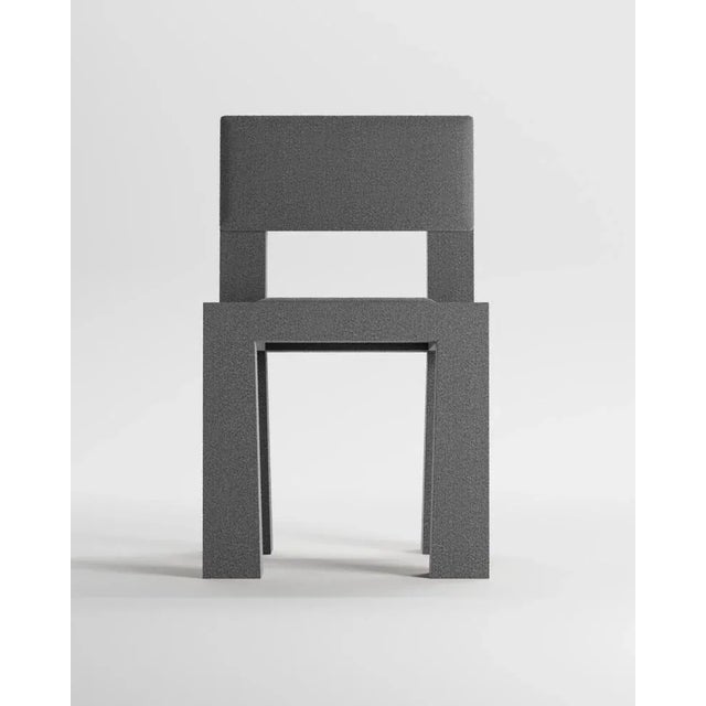 Contemporary Modern Raw Chair in Dark Gray Bouclé from Collector For Sale - Image 3 of 6