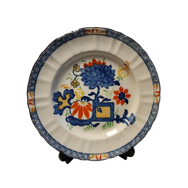 Excellent condition trio of rare and early Mason's Ironstone plates, circa 1894, in Jardiniere pattern. Colors as vibrant...