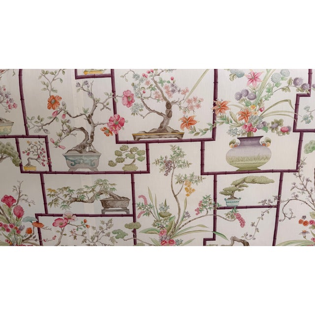 Vintage King-Size Chinoiserie Silk Upholstered Headboard With Carved Frame For Sale - Image 13 of 16