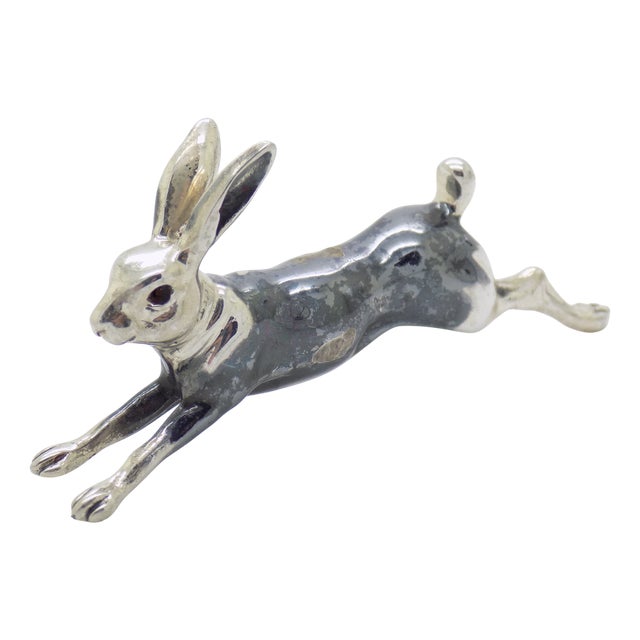 Vintage Italian Handmade Silver Running Hare Figurine, 1980s For Sale