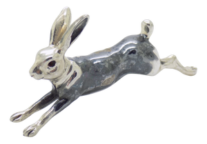 Vintage Italian Handmade Silver Running Hare Figurine, 1980s