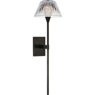 Waterford for Visual Comfort Signature Blaze 19" Tail Sconce in Bronze with Clear Crystal For Sale