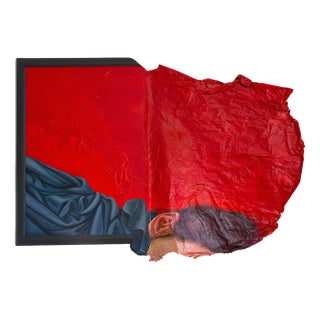 Natasha Lelenco, Fragmented Portrait with Red Surface Expansion Inspired by the Dream of Ariadne, 2023, Mixed Media For Sale