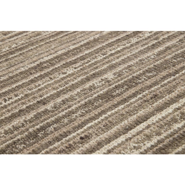 Tan Modern Flaweave Wool Rug With Geometric Design in Earthy Tones For Sale - Image 8 of 11