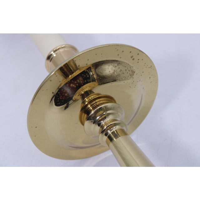 Brass 1980s Pair of Virginia Metalcrafters Brass Candlestick Lamps For Sale - Image 8 of 11