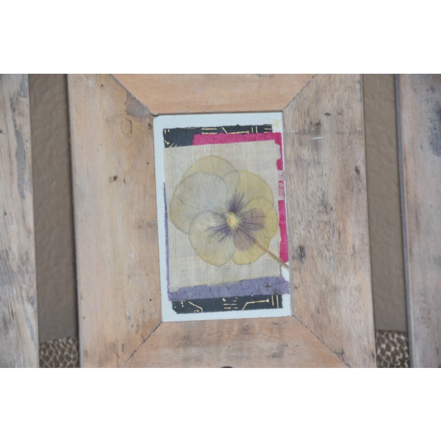 Wood Mid-Century Pressed Botanical Rustic Frame With Pressed Floral Art For Sale - Image 7 of 9