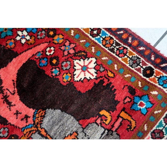 Textile 1970s, Handmade Vintage Persian Hamadan Rug 2.3' X 2.9' For Sale - Image 7 of 11