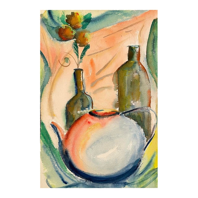 1952 Robert Colborne Still Life With Vase and Bottles For Sale