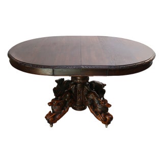 Antique French Oak Oval Dining Table, 1860 For Sale