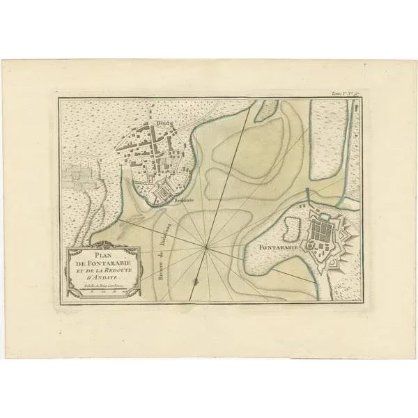 Antique map titled 'Plan de Fontarabie et de la redoute d'Andaye'.