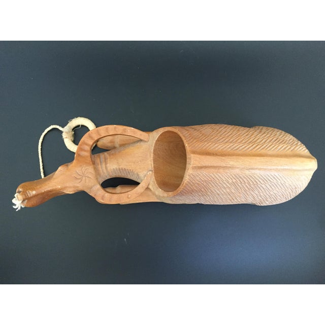 Vintage Handcrafted Wood Water Buffalo Wine Bottle Holder Caddy For Sale In Las Vegas - Image 6 of 12