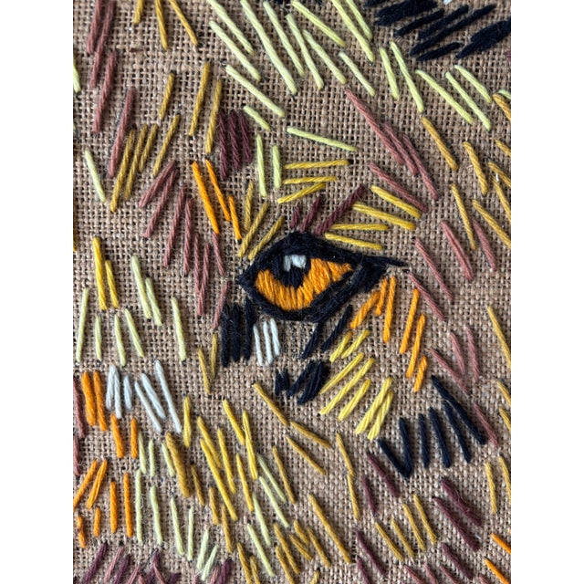 1960s Vintage Lion Needlepoint Wall Art in Carved Wood Frame, 1960s For Sale - Image 5 of 8