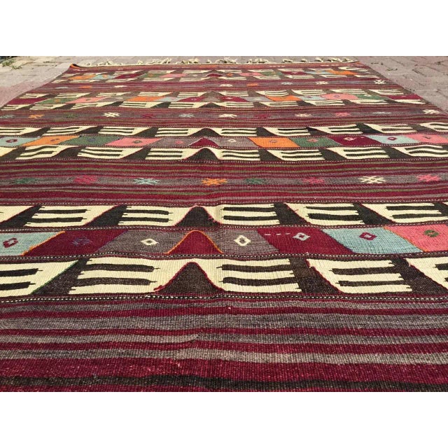 1960s 1960s Vintage Turkish Handmade Kilim Rug - 65"x88.5" For Sale - Image 5 of 9