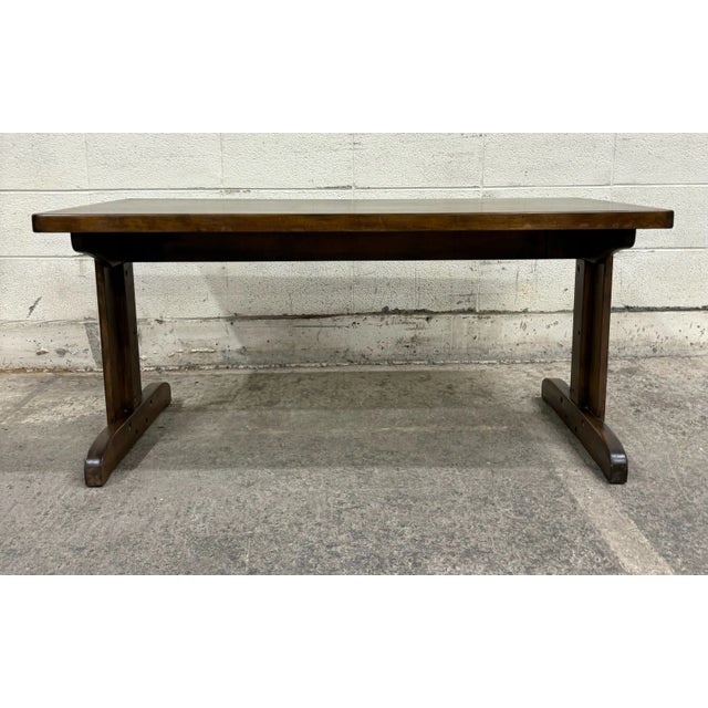 Vintage Rustic Trestle Campaign Style Cocktail or Coffee or Wine Tasting Table For Sale - Image 12 of 12