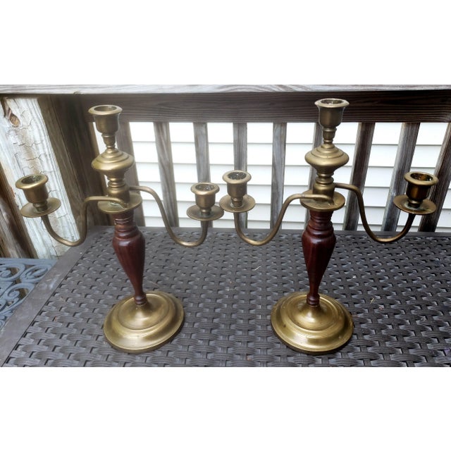 19th Century Mahogany and Brass Candelabras - a Pair For Sale - Image 13 of 13