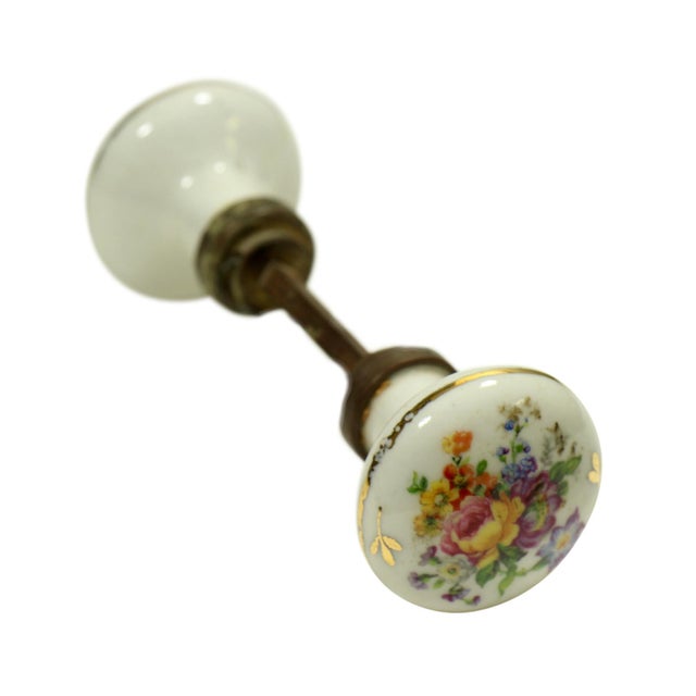 Vintage Hand Painted White Floral Porcelain Door Knobs For Sale - Image 6 of 6