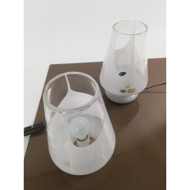 Table Lamps in White Artistic Murano Glass from Prima Luce, Italy, 1970s, Set of 2 For Sale - Image 4 of 16